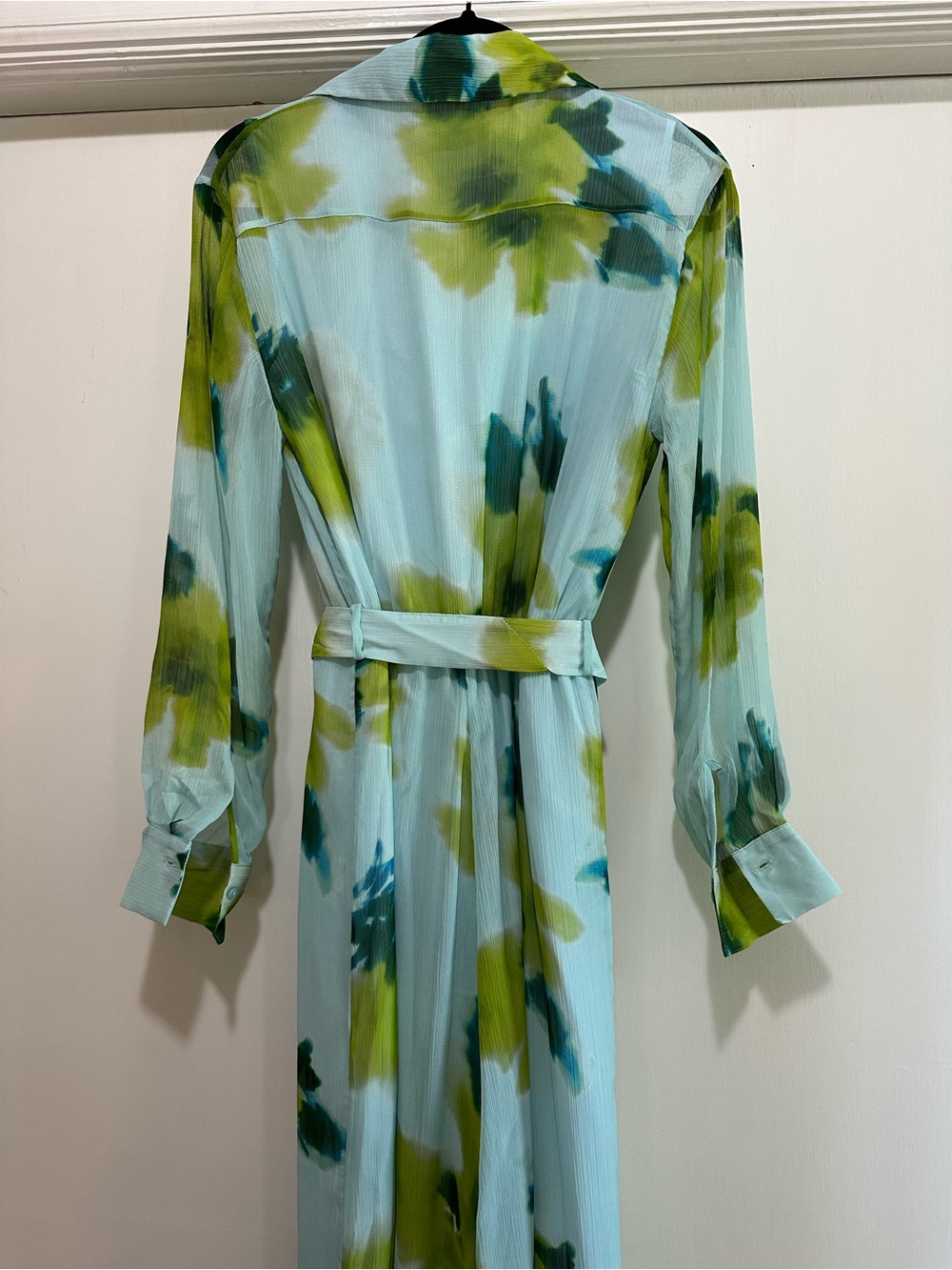 Mango Aqua and Green Floral Tie-Waist Maxi Dress - Picture 5 of 5